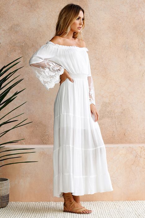 Off-Shoulder Lace Patchwork Dress Image 2
