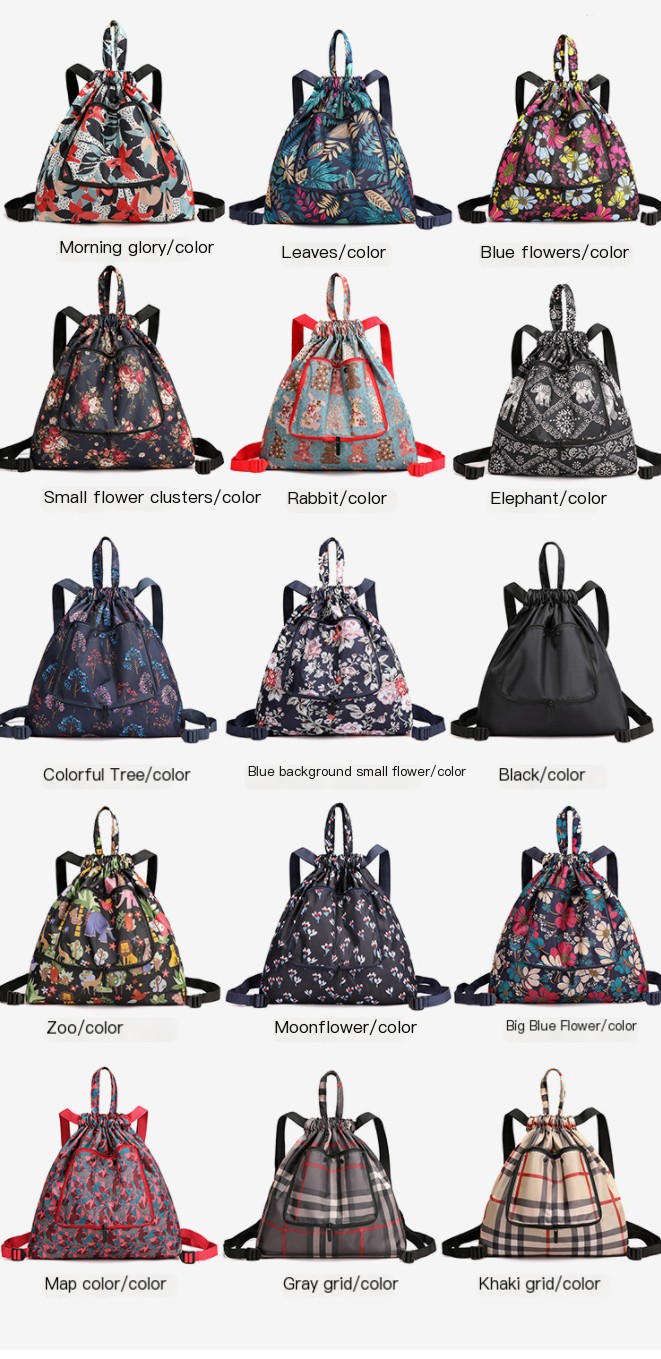 Simple Drawstring Waterproof Folding Storage Backpack Image 3