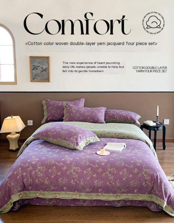 BohoBloom Purple Cotton Bed Set Image 3