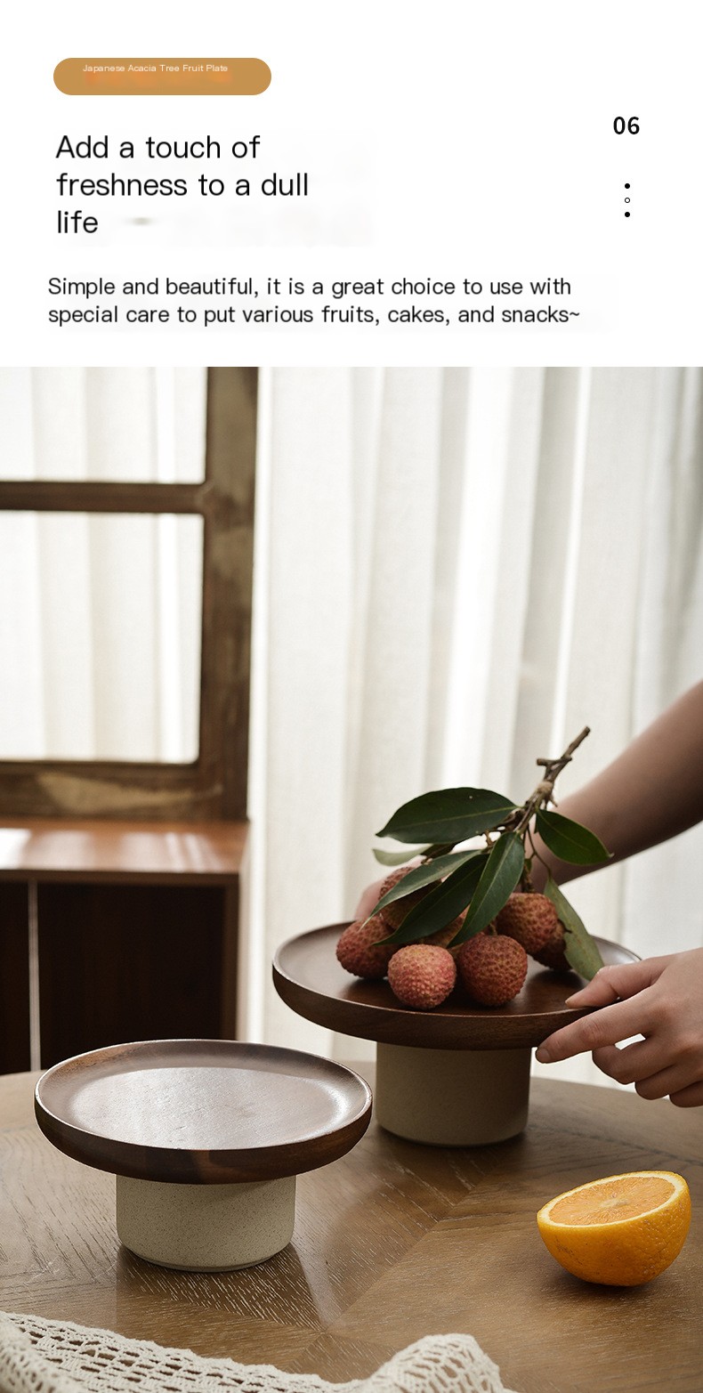 Retro Japanese Acacia Cake Display Tray 8