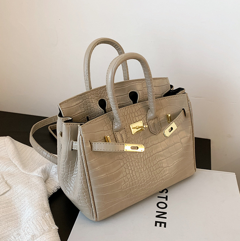 Crocodile Pattern Platinum Bag - Open View
