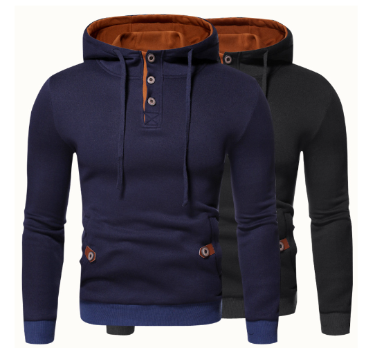 Men's Double Button Hoodie Side View