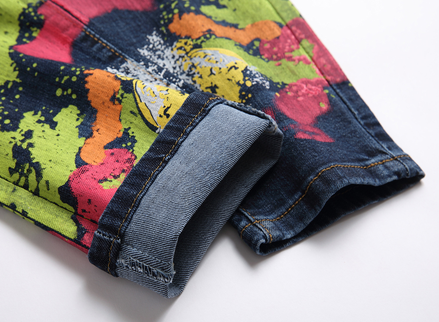 Men's Fashion Patch Contrast Slim Jeans - Image 7