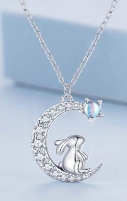 Colar Coelho Shine Moon - em Prata 925 e Zircônias