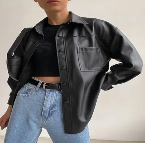 WOLFF,, Women's faux leather jacket with long sleeves image