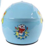 Blue motorcycle helmet side view
