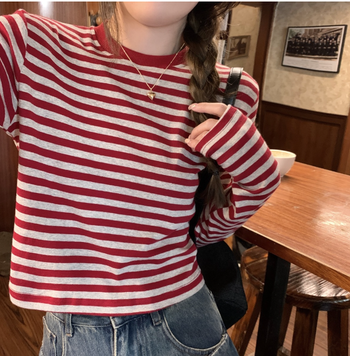 Red Striped Long Sleeve T-Shirt Image 2