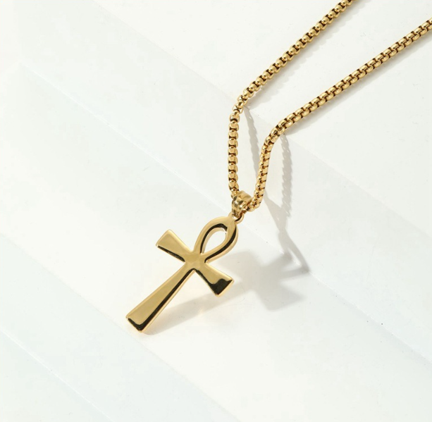Ancient Egyptian Titanium Steel Cross Necklace Image 2