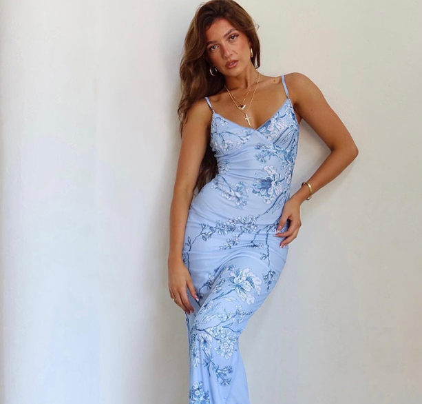 Spliced Open-Back Dress