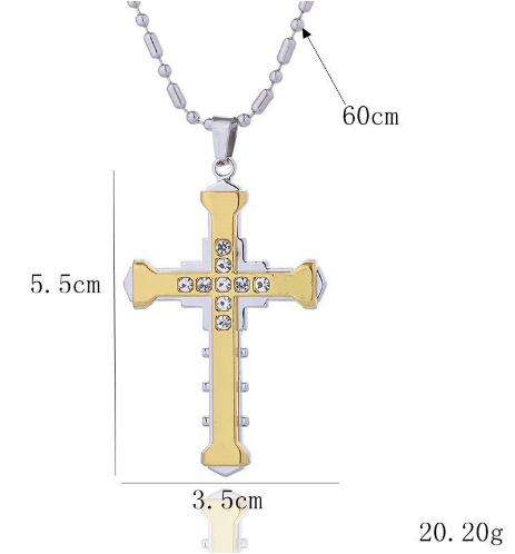 Men's Titanium Steel Cross Necklace Blue