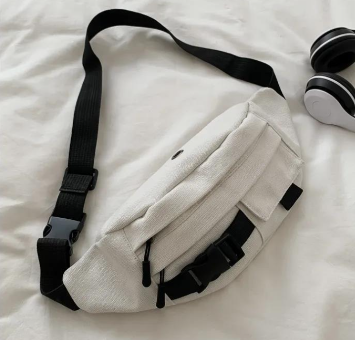 Black Canvas Chest Bag