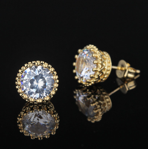 Gold Zirconia Stud Earrings
