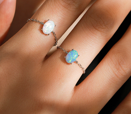 Opal Adjustable Chain Ring Blue