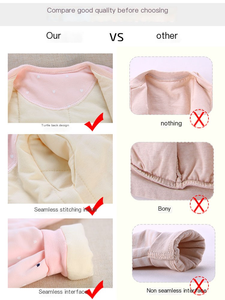 Children's underwear in autumn and winter, pure cotton 1-2 year old baby baby warm without bone thickening cotton clothes child suit