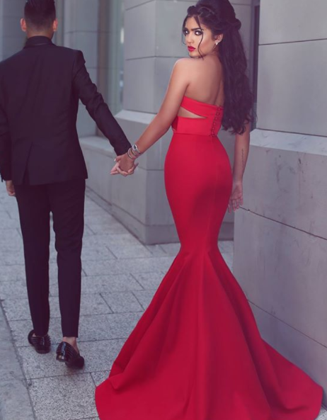 Red Strapless Bodycon Dress