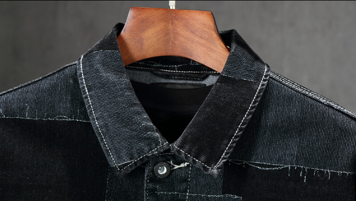 Men's Vintage Flocked Panel Denim Jacket 5