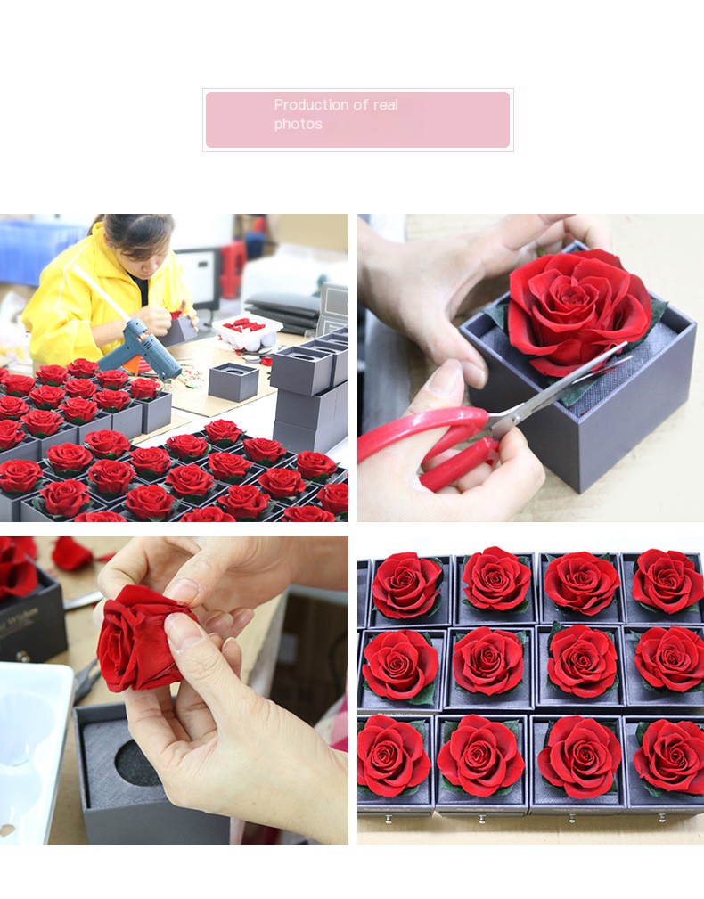 Creative Rotating Valentine's Day Eternal Flower Gift Box Rose Jewelry Box Ring Box Necklace Box Jewelry Packaging Box