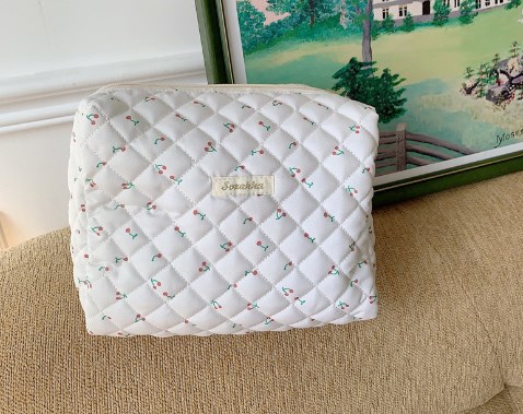 Korean Quilted Cosmetic Storage Bag - Color Variations