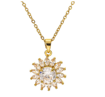 Gold Sunflower Necklace Image 2