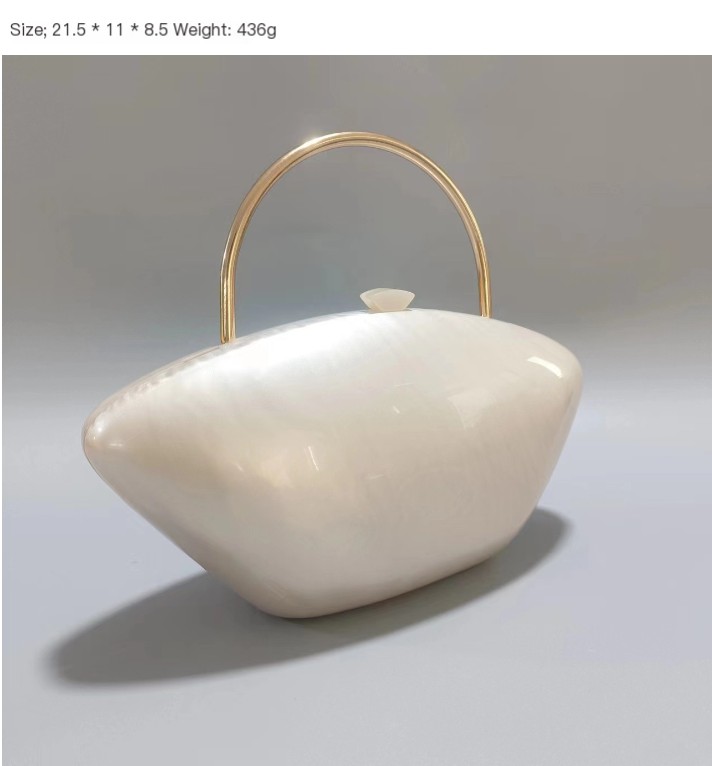 Marbled Acrylic Shell Handbag Front View