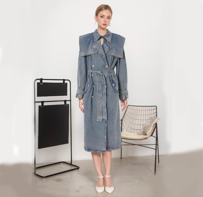 Denim Trench Coat Detail