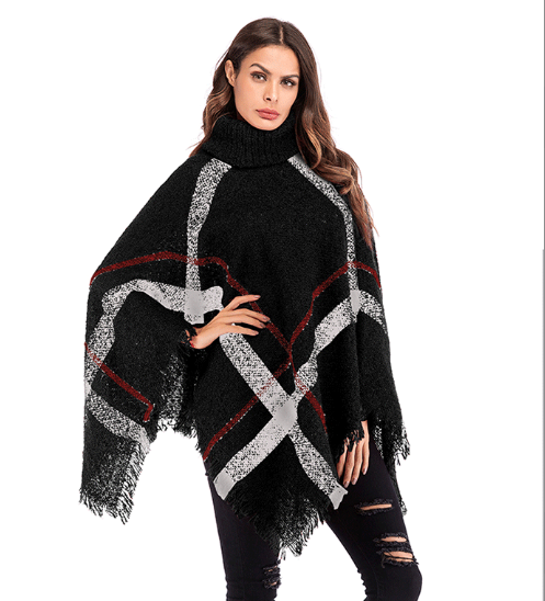 Additional View of Plaid Fringed Cape