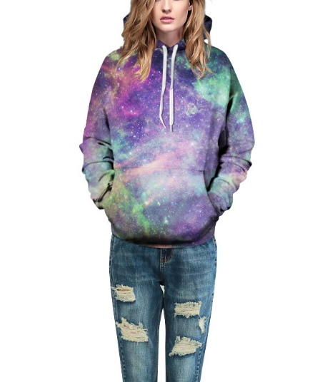 3D Starry Print Hooded Baseball Jacket Image 1