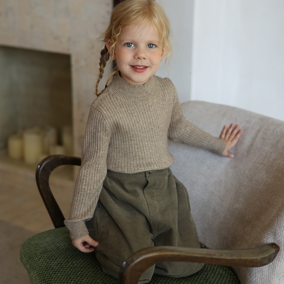 Girls Wear Children Spring And Autumn Fashion Half Turtleneck Sweater Baby Everything With A Trendy Knit Base Shirt image