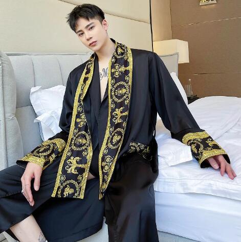 Men’s Luxury Gold Print Bath Robe image