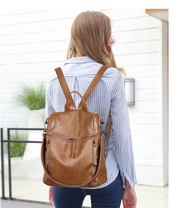 Fashionable leather backpack