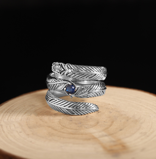 Retro 925 Sterling Silver Leaf Ring