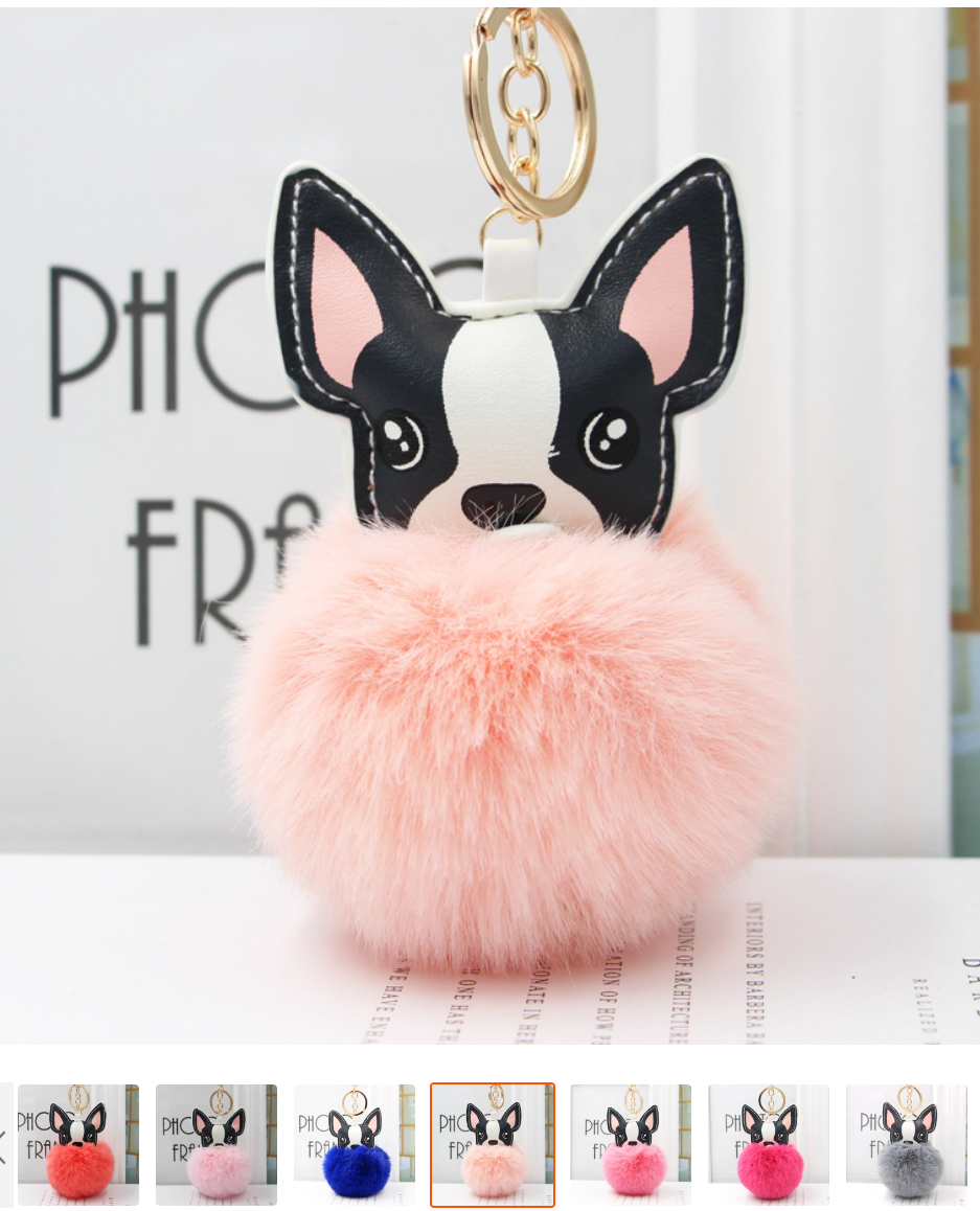 PU Puppy Fur Ball Keychain 2