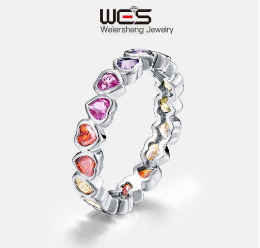 Mini Ring with Multicolored Hearts 1