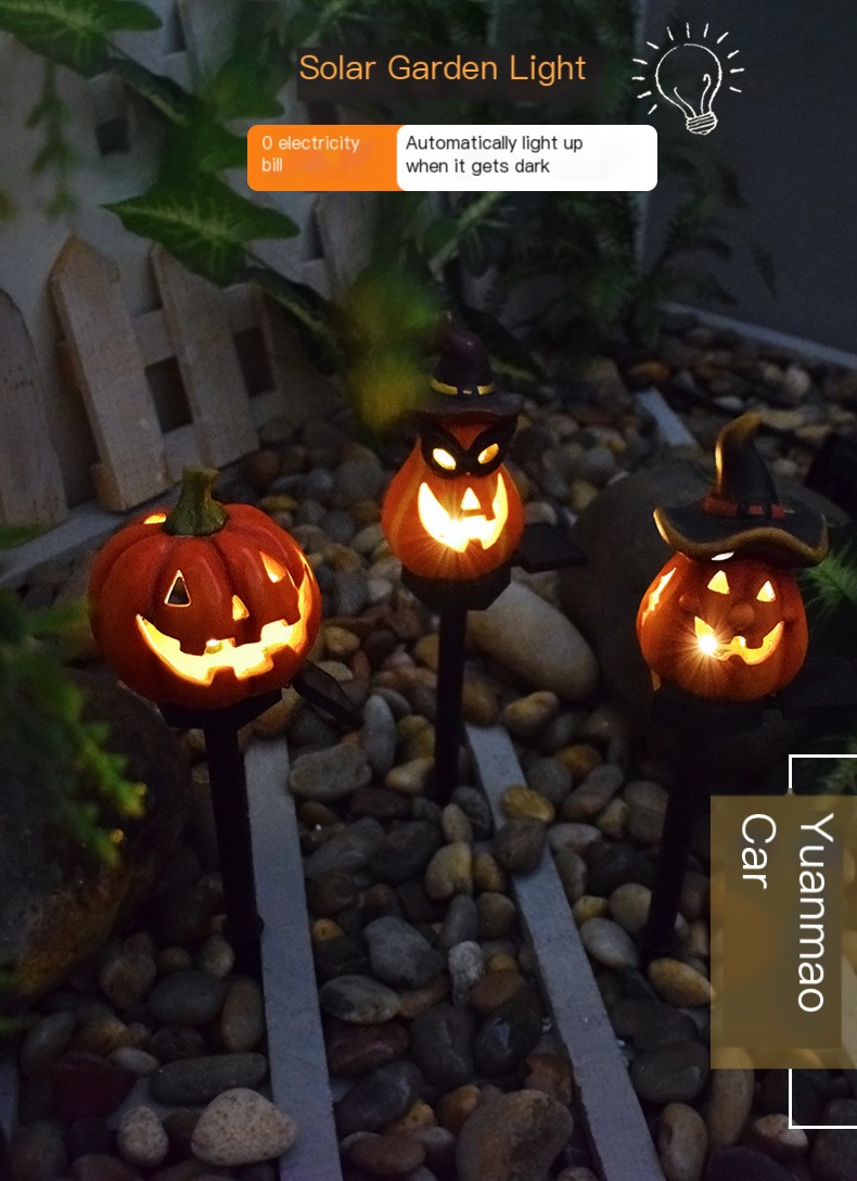 Solar Outdoor Patio Halloween Jack-o'-Lanterns