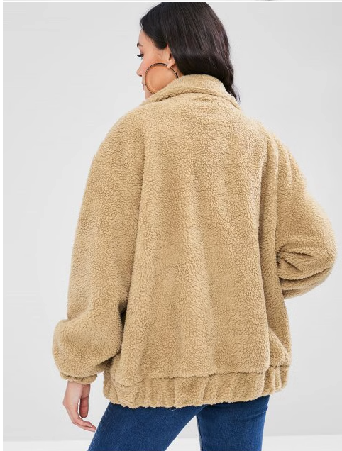 Ladies Zippered Plush Coat Model 3