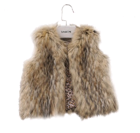 Autumn and winter children's warm fur vest baby fur boy and girl thick coat vest cotton vest image