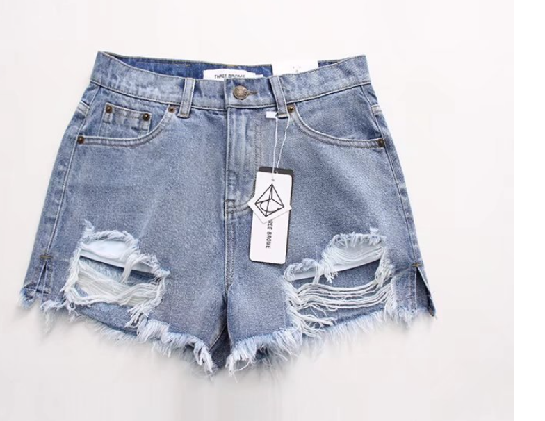 Ripped Denim Shorts 7