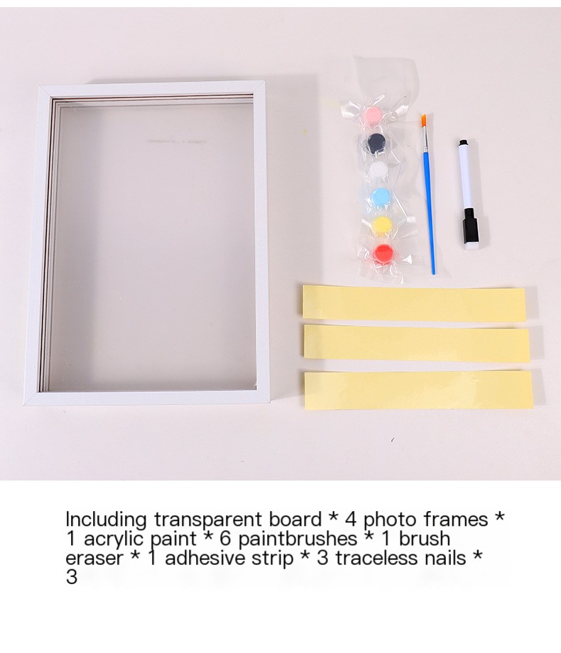 Pet DIY photo frame colourful graffiti hand and foot prints memorial photo frame can be hung or displayed