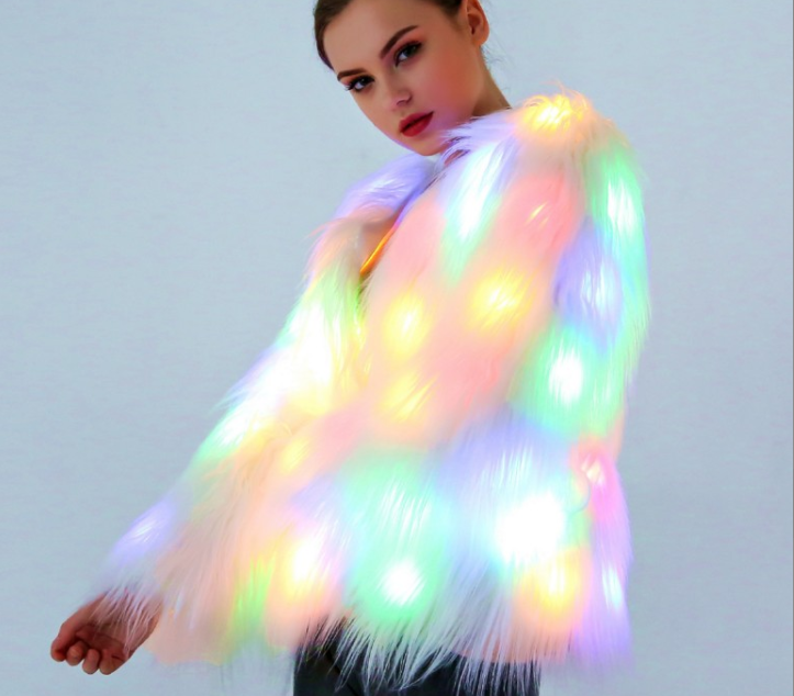 LED Glowing Faux Fur Coat Image 3