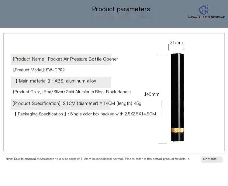Portable Air Pressure Bottle Opener