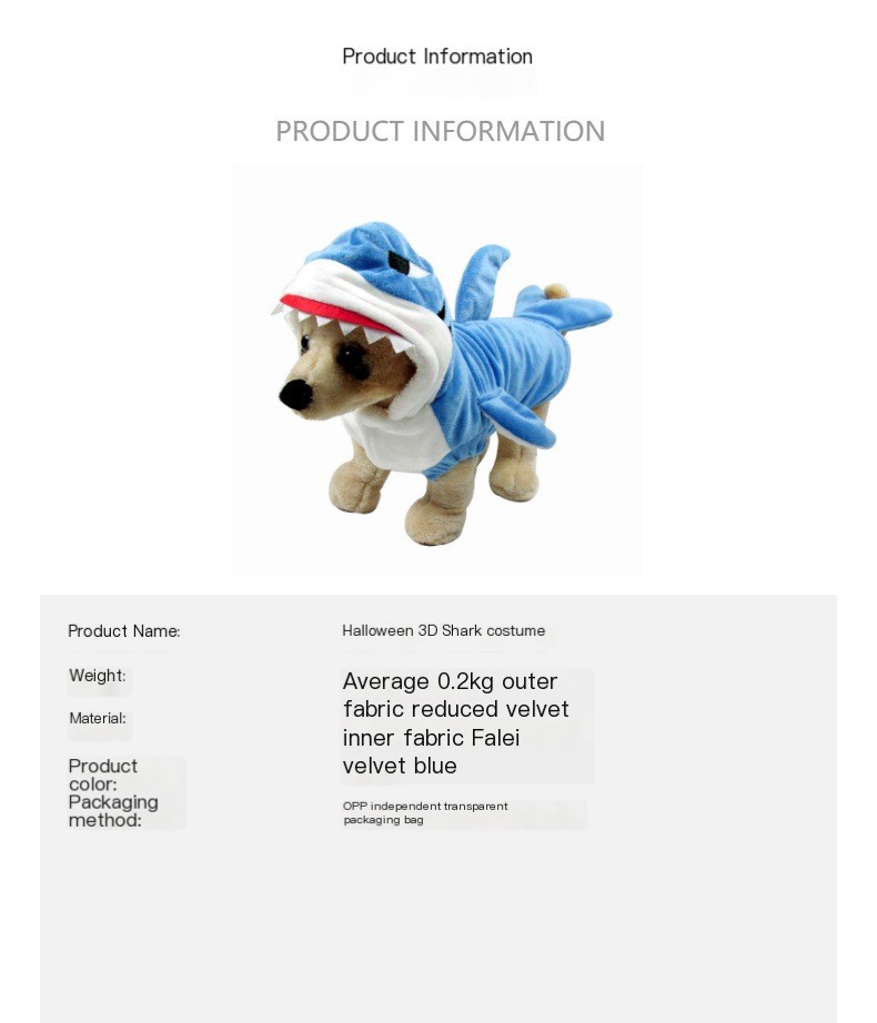 Teddy Dog Clothes - Shark Design