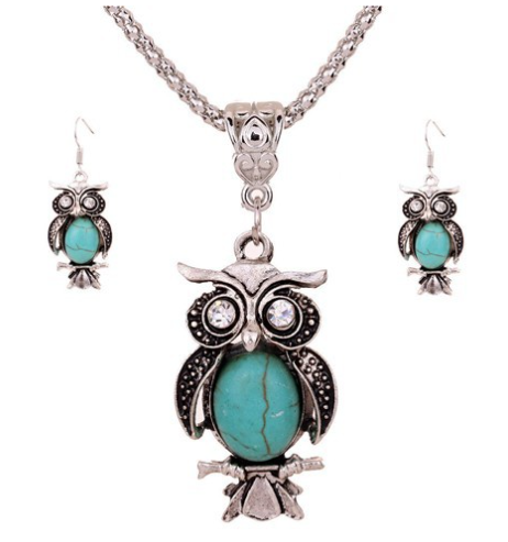 Turquoise Owl Jewelry Set Image 1