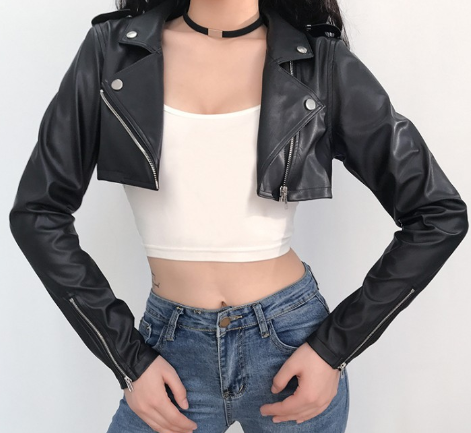 Rachel Cropped Leather Jacket - Back View