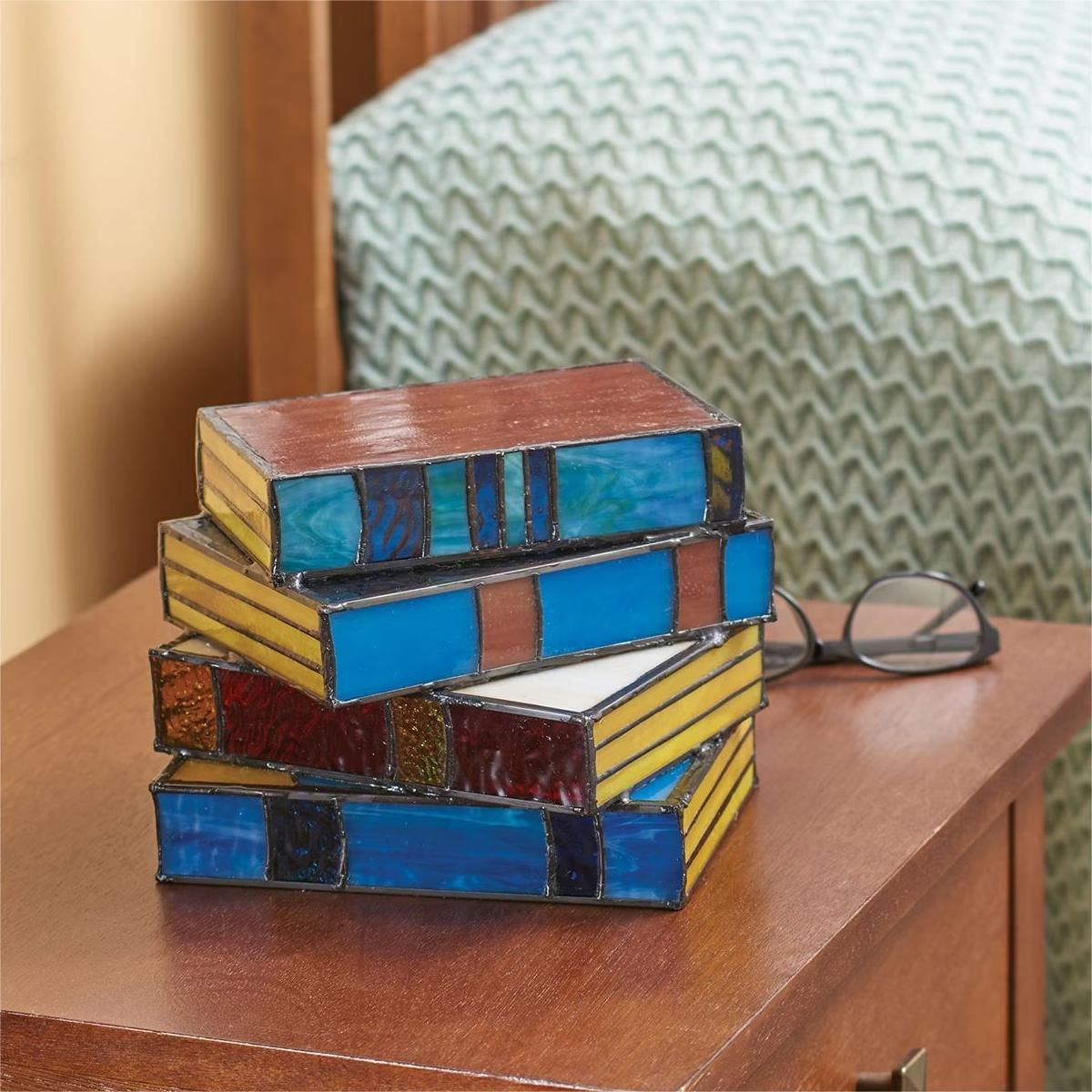 Stained Glass Stacked Books Lamp