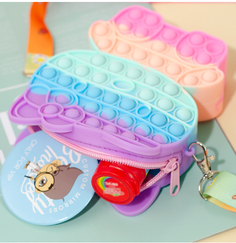 Baby Decompression Toy Backpack Mouse Bag, Mouse Killer, Pioneer, Silicone Bag, Cartoon, Princess, Cute Coin Purse, Shoulder Bag, Bubble, New