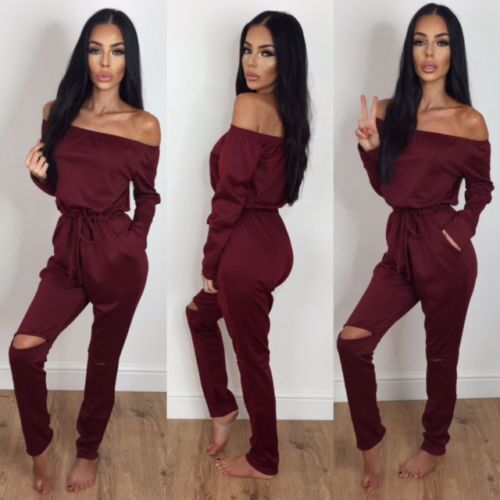 Off-Shoulder Ripped Jumpsuit 1