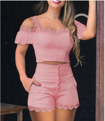 Off-Shoulder Lace Set Image 3