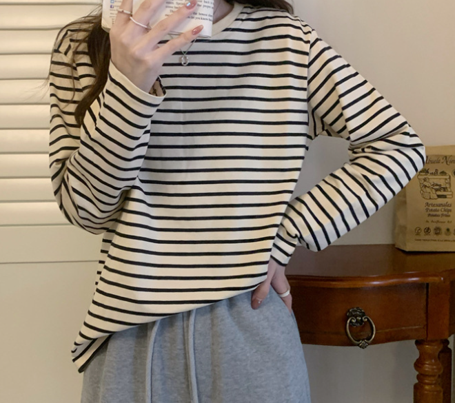 Women's Loose Long-sleeved Striped Shirt Image 5