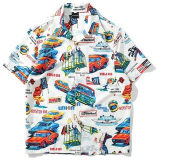 Cartoon Printed Short Sleeve Loose Shirt