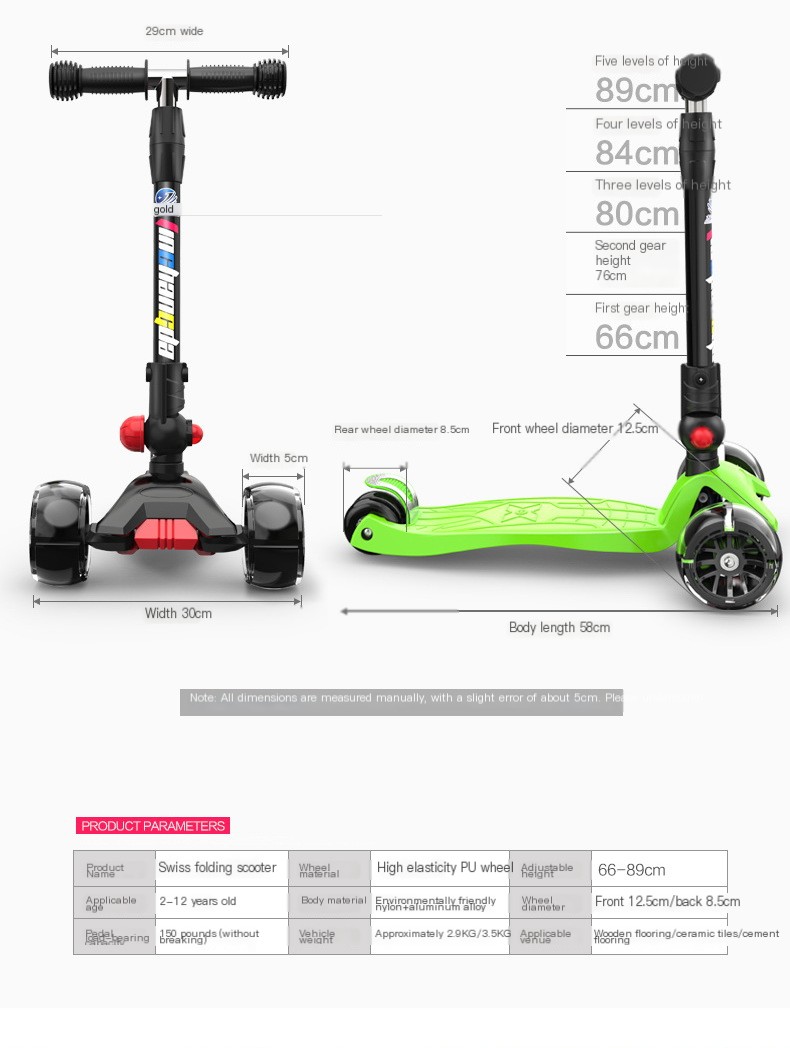 Swiss surfing children folding scooter boys and girls graffiti wide wheel scooter three four-wheel flash pulley